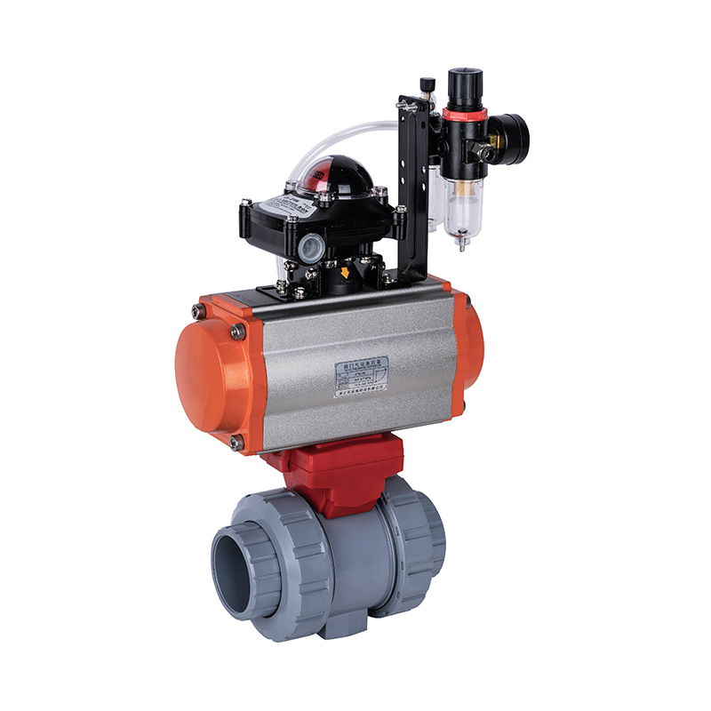 PVC-C Q661F-10V pneumaattinen kaksoisliitospalloventtiili DN15-100 1/2'-4' ANSI standardi